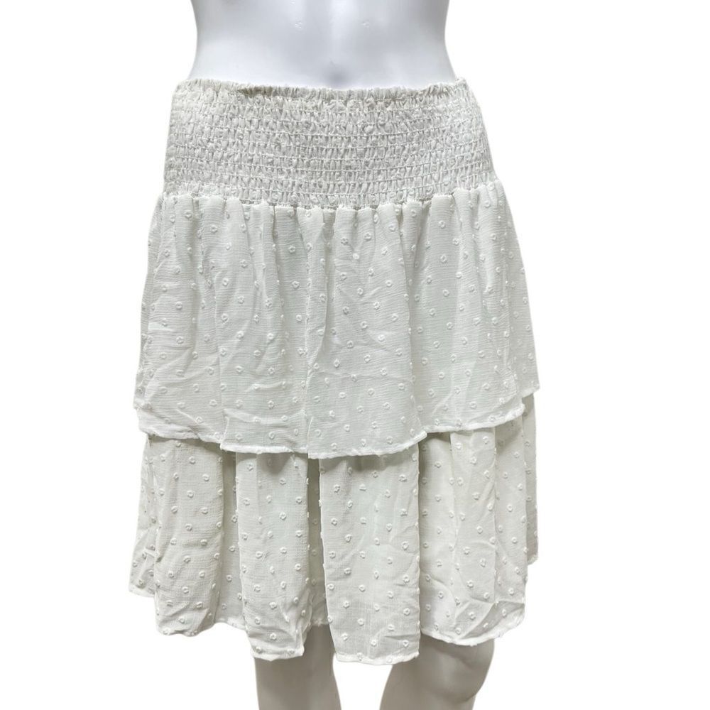 Arula Tiered Dotted Flowy Skirt White Size XL